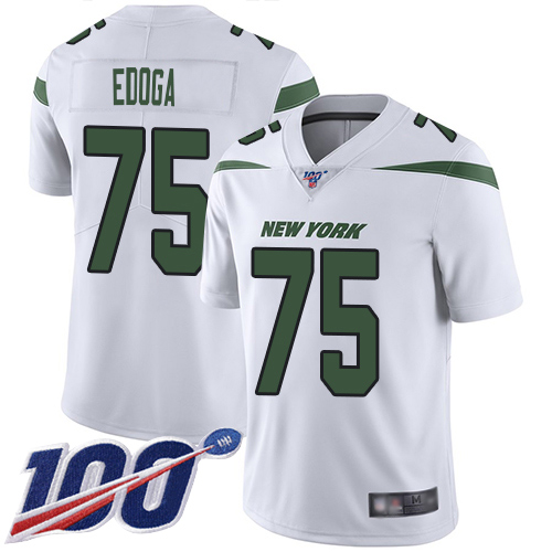New York Jets Limited White Men Chuma Edoga Road Jersey NFL Football #75 100th Season Vapor Untouchable